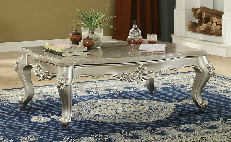 Acme 81665 Astoria grand jacqueline bently champagne finish wood marble top coffee table