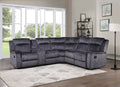 8173-BLUE 6 pc Latitude run herald blue grey faux suede fabric sectional sofa with drink console with power recliners