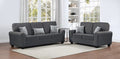 8177-2PC 2 pc Baxton studio celine grey linen like fabric sofa and love seat set rounded arms