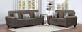 Celine 2-Piece Brown Linen-Like Fabric Sofa & Loveseat Set with Rounded Arms - 8178-2PC