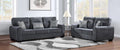 Carlisle 2-Piece Dark Grey Flannelette Fabric Sofa & Loveseat Set with Rounded Arms - 8185-2PC