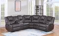 3-Piece Brown Faux Leather Power Motion Recliner Sectional Sofa with Consoles & USB Ports - 8191