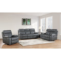 3-Piece Grey Faux Leather Sofa, Loveseat & Recliner Set with Power Motion Recliners – 8195-3PC