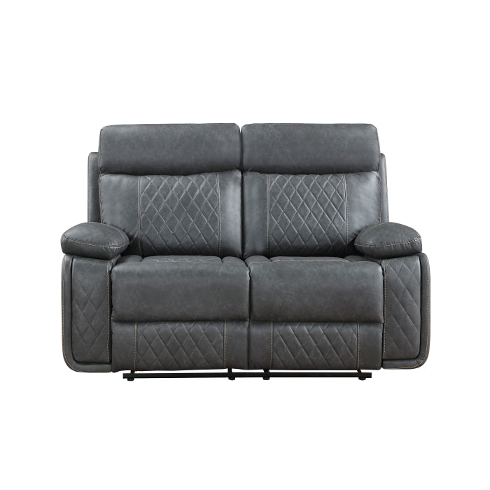 3-Piece Grey Faux Leather Sofa, Loveseat & Recliner Set with Power Motion Recliners – 8195-3PC