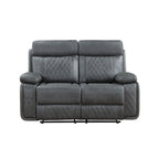 3-Piece Grey Faux Leather Sofa, Loveseat & Recliner Set with Power Motion Recliners – 8195-3PC