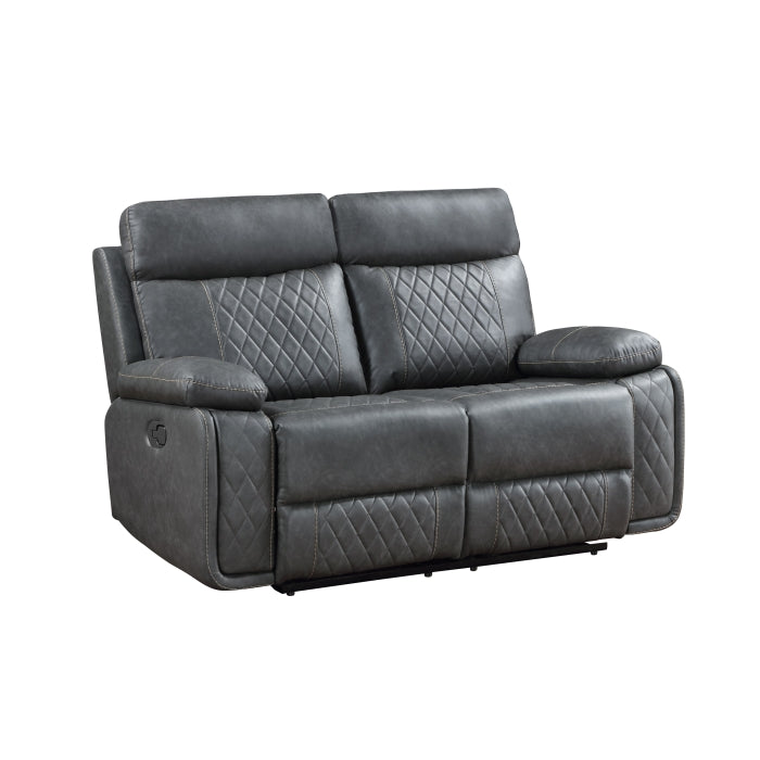3-Piece Grey Faux Leather Sofa, Loveseat & Recliner Set with Power Motion Recliners – 8195-3PC