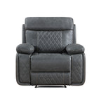 3-Piece Grey Faux Leather Sofa, Loveseat & Recliner Set with Power Motion Recliners – 8195-3PC