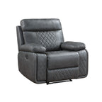 3-Piece Grey Faux Leather Sofa, Loveseat & Recliner Set with Power Motion Recliners – 8195-3PC