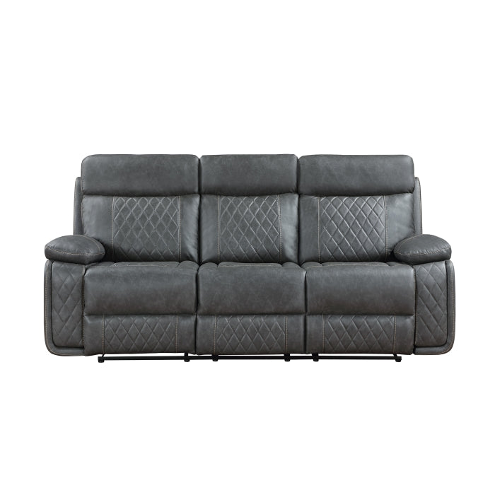 3-Piece Grey Faux Leather Sofa, Loveseat & Recliner Set with Power Motion Recliners – 8195-3PC
