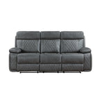 3-Piece Grey Faux Leather Sofa, Loveseat & Recliner Set with Power Motion Recliners – 8195-3PC