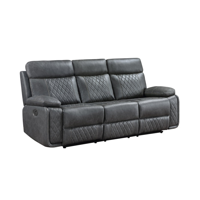 3-Piece Grey Faux Leather Sofa, Loveseat & Recliner Set with Power Motion Recliners – 8195-3PC