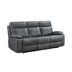 3-Piece Grey Faux Leather Sofa, Loveseat & Recliner Set with Power Motion Recliners – 8195-3PC