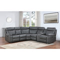3-Piece Grey Faux Leather Recliner Sectional Sofa with Consoles – 8196