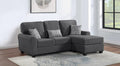 2-Piece Grey Linen-Like Fabric Sectional Sofa with Reversible Ottoman Chaise - 8201-2PC