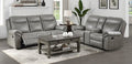 Homelegance 8206GRY-2pc 2 pc Aram gray breathable faux leather double reclining sofa and love seat set