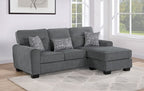 8208-2PC 2 pc Mercury Row charcoal chenille fabric sectional sofa reversible ottoman chaise