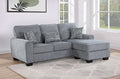 2-Piece Light Grey Chenille Fabric Sectional Sofa with Reversible Ottoman Chaise - 8029-2PC