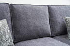3-Piece Dark Grey Chenille Fabric Sectional Sofa with Nail Head Trim, Pocket Spring Seating & Throw Pillows - 8070