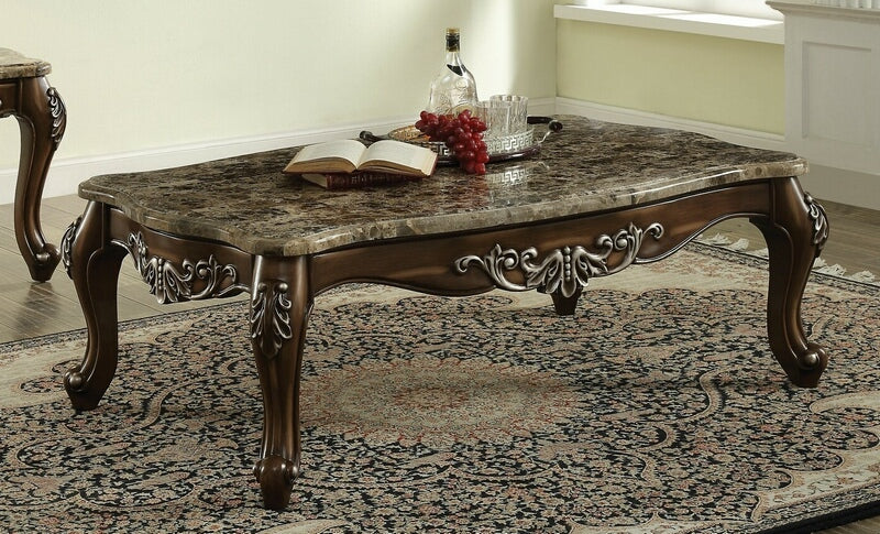Acme 82145 Astoria grand mccloud latisha antique oak finish wood marble top coffee table
