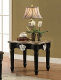 Acme 82152 Astoria grand mcclellan ernestine black finish wood marble top chair side end table