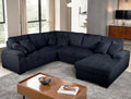 Venice 4-Piece Black Corduroy Sectional Sofa with Pull-Out Sleeper & Storage Chaise - 8223-4PC