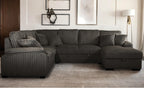 Venice 4-Piece Brown Corduroy Sectional Sofa with Pull-Out Sleeper & Storage Chaise - 8225-4PC