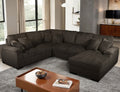 Venice 4-Piece Brown Corduroy Sectional Sofa with Pull-Out Sleeper & Storage Chaise - 8225-4PC