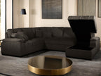 Venice 4-Piece Brown Corduroy Sectional Sofa with Pull-Out Sleeper & Storage Chaise - 8225-4PC