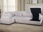 8226-4PC 4 pc Venice beige corduroy fabric sectional sofa set pull out sleep area and storage chaise