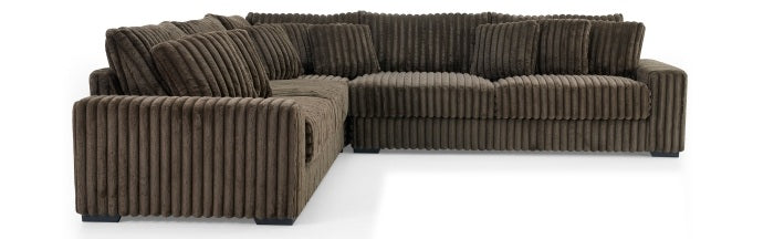 Montclaire 3-Piece Brown Corduroy 129" L-Shaped Sectional Sofa Set - 8229-3PC