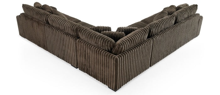 Montclaire 3-Piece Brown Corduroy 129" L-Shaped Sectional Sofa Set - 8229-3PC