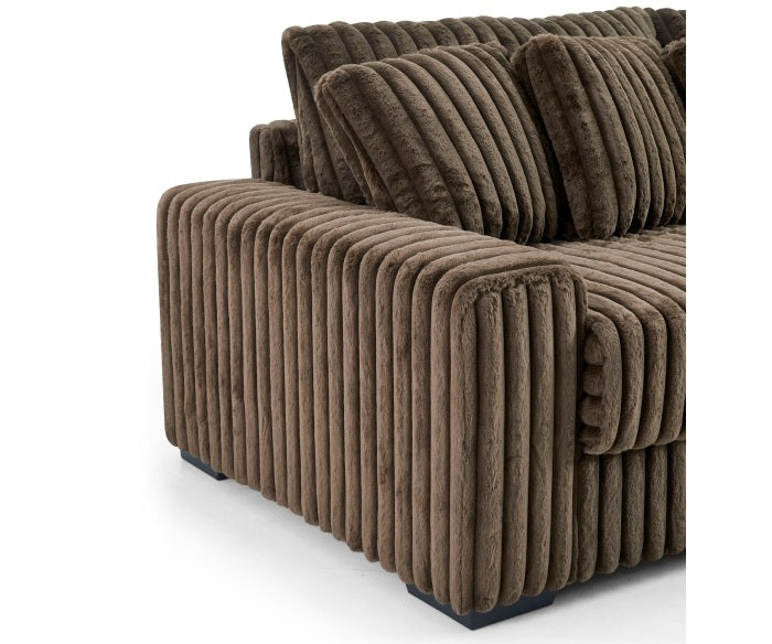 Montclaire 3-Piece Brown Corduroy 129" L-Shaped Sectional Sofa Set - 8229-3PC