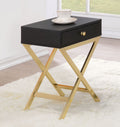 Acme 82296 Ivy bronx durlston coleen black finish wood brass finish frame side table