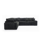 8230-3PC 3 pc Montclaire black corduroy fabric 129" "L" shaped sectional sofa set