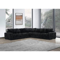 8230-3PC 3 pc Montclaire black corduroy fabric 129" "L" shaped sectional sofa set