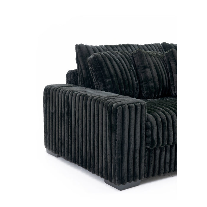 8230-3PC 3 pc Montclaire black corduroy fabric 129" "L" shaped sectional sofa set