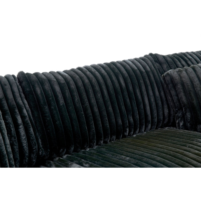 8230-3PC 3 pc Montclaire black corduroy fabric 129" "L" shaped sectional sofa set