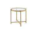 Acme 82307 Foundry select Charrot gold metal frame clear round glass top end table