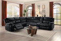 Homelegance 8230BLK-3PC 3 pc Bastrop black leather gel match sectional sofa with recliners