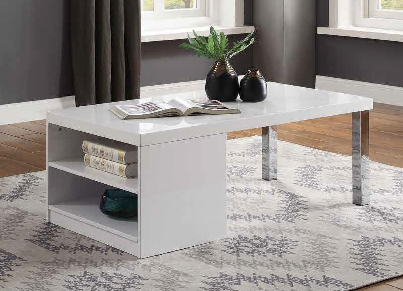 Acme 82330 Orren ellis silikou harta modern white high gloss finish coffee table