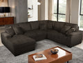 Venice 4-Piece Brown Corduroy Sectional Sofa with Pull-Out Sleeper & Storage Chaise - 8237-4PC