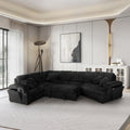 8239 4 pc black corduroy fabric sectional sofa with cuddler chaise and pop up center love seat chaise USB and cup holder