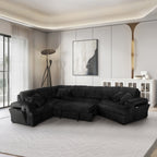8239 4 pc black corduroy fabric sectional sofa with cuddler chaise and pop up center love seat chaise USB and cup holder
