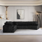 8239 4 pc black corduroy fabric sectional sofa with cuddler chaise and pop up center love seat chaise USB and cup holder