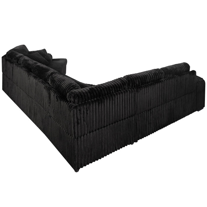 8239 4 pc black corduroy fabric sectional sofa with cuddler chaise and pop up center love seat chaise USB and cup holder