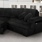 8239 4 pc black corduroy fabric sectional sofa with cuddler chaise and pop up center love seat chaise USB and cup holder