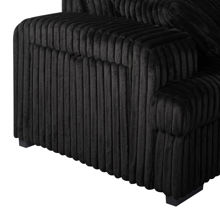 8239 4 pc black corduroy fabric sectional sofa with cuddler chaise and pop up center love seat chaise USB and cup holder