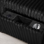 8239 4 pc black corduroy fabric sectional sofa with cuddler chaise and pop up center love seat chaise USB and cup holder