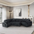 8240 4 pc dark grey corduroy fabric sectional sofa with cuddler chaise and pop up center love seat chaise USB and cup holder