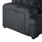 8240 4 pc dark grey corduroy fabric sectional sofa with cuddler chaise and pop up center love seat chaise USB and cup holder